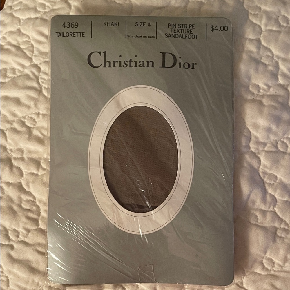 Vintage Christian Dior Khaki Pin Stripe Sandalfoot Tights